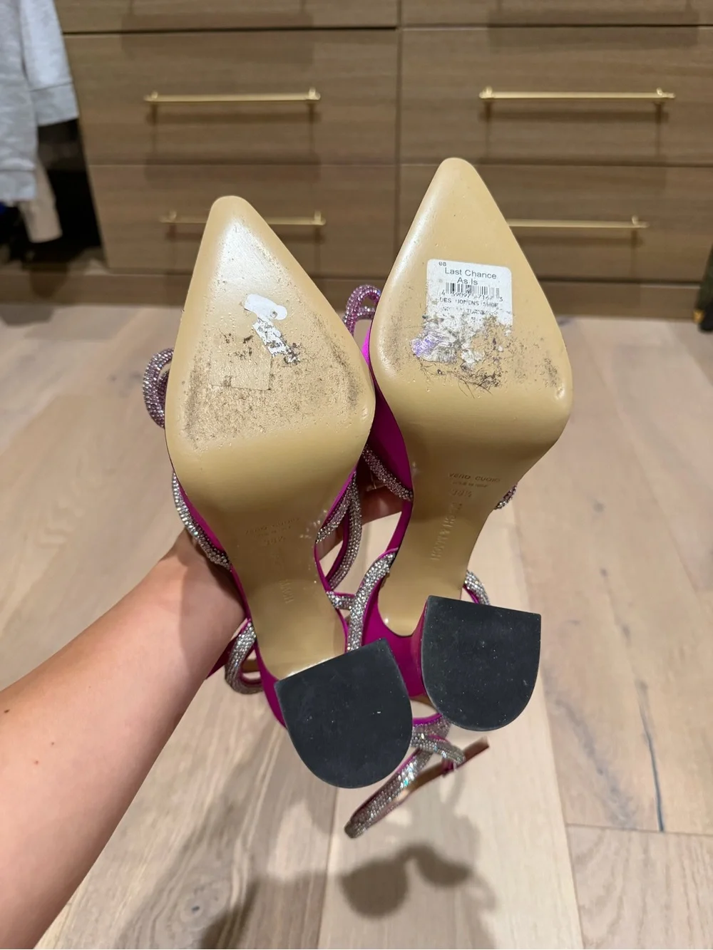 MACH & MACH Fuchsia Crystal Bow Platform Heels